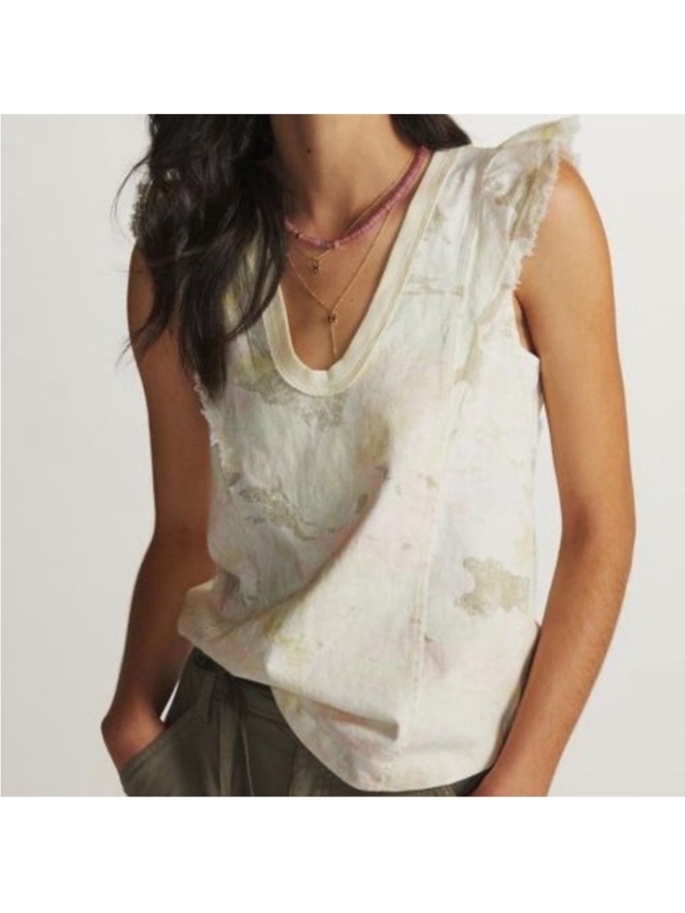 Pilcro by Anthropologie V-Neck Tie-Dye Tank Top